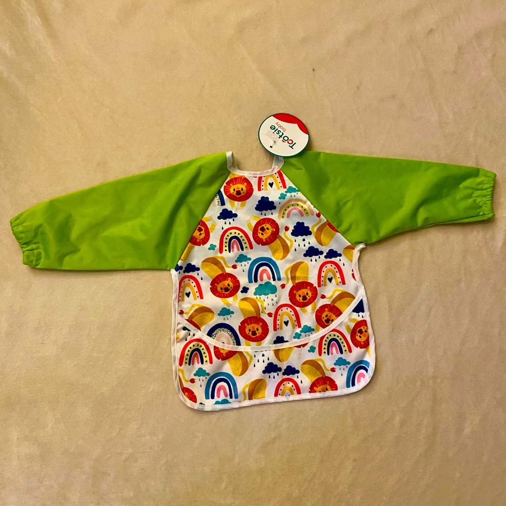 Colorful Kids Smock with Green Sleeves